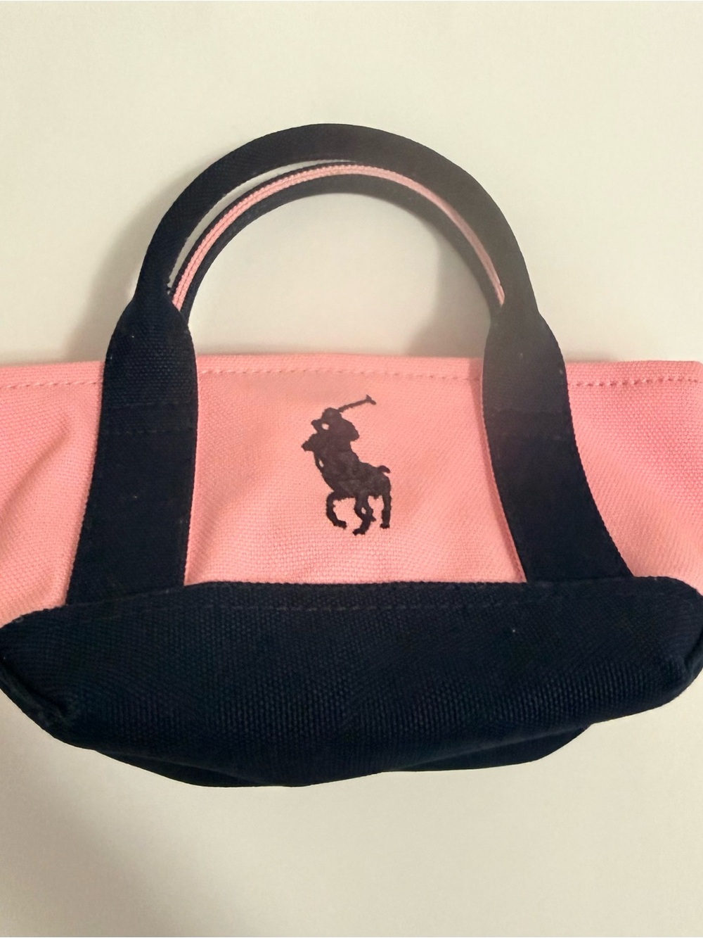 Ralph Lauren Pink Canvas Tote with Navy Trim